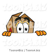 Illustration of a Cartoon Packing Box Mascot Peeking over a Surface by Mascot Junction