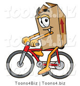 Illustration of a Cartoon Packing Box Mascot Riding a Bicycle by Toons4Biz