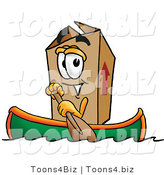Illustration of a Cartoon Packing Box Mascot Rowing a Boat by Mascot Junction
