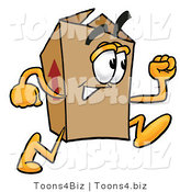 Illustration of a Cartoon Packing Box Mascot Running by Mascot Junction