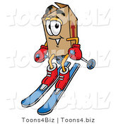 Illustration of a Cartoon Packing Box Mascot Skiing Downhill by Toons4Biz