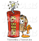 Illustration of a Cartoon Packing Box Mascot Standing with a Lit Stick of Dynamite by Mascot Junction