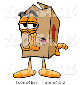 Illustration of a Cartoon Packing Box Mascot Whispering and Gossiping by Mascot Junction
