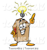 Illustration of a Cartoon Packing Box Mascot with a Bright Idea by Mascot Junction