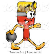 Illustration of a Cartoon Paint Brush Mascot Holding a Bowling Ball by Mascot Junction