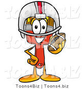Illustration of a Cartoon Paint Brush Mascot in a Helmet, Holding a Football by Mascot Junction