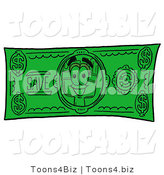 Illustration of a Cartoon Paint Brush Mascot on a Dollar Bill by Mascot Junction