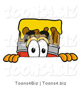 Illustration of a Cartoon Paint Brush Mascot Peeking over a Surface by Mascot Junction