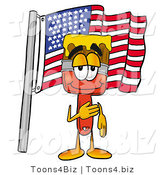 Illustration of a Cartoon Paint Brush Mascot Pledging Allegiance to an American Flag by Mascot Junction