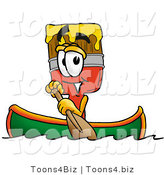 Illustration of a Cartoon Paint Brush Mascot Rowing a Boat by Mascot Junction