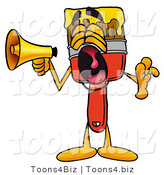 Illustration of a Cartoon Paint Brush Mascot Screaming into a Megaphone by Mascot Junction