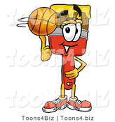 Illustration of a Cartoon Paint Brush Mascot Spinning a Basketball on His Finger by Mascot Junction