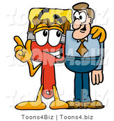Illustration of a Cartoon Paint Brush Mascot Talking to a Business Man by Mascot Junction