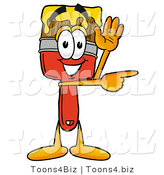 Illustration of a Cartoon Paint Brush Mascot Waving and Pointing by Mascot Junction
