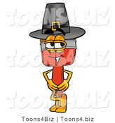 Illustration of a Cartoon Paint Brush Mascot Wearing a Pilgrim Hat on Thanksgiving by Mascot Junction