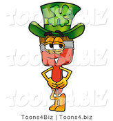 Illustration of a Cartoon Paint Brush Mascot Wearing a Saint Patricks Day Hat with a Clover on It by Mascot Junction