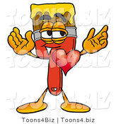 Illustration of a Cartoon Paint Brush Mascot with His Heart Beating out of His Chest by Mascot Junction