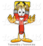 Illustration of a Cartoon Paint Brush Mascot with Welcoming Open Arms by Mascot Junction