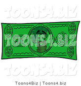 Illustration of a Cartoon Palm Tree Mascot on a Dollar Bill by Mascot Junction