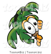 Illustration of a Cartoon Palm Tree Mascot Peeking Around a Corner by Mascot Junction