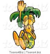 Illustration of a Cartoon Palm Tree Mascot Plugging His Nose While Jumping into Water by Mascot Junction