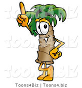 Illustration of a Cartoon Palm Tree Mascot Pointing Upwards by Toons4Biz