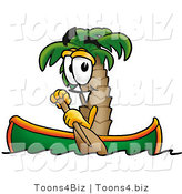 Illustration of a Cartoon Palm Tree Mascot Rowing a Boat by Mascot Junction