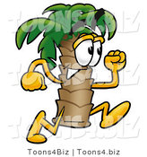 Illustration of a Cartoon Palm Tree Mascot Running by Mascot Junction