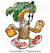Illustration of a Cartoon Palm Tree Mascot Speed Walking or Jogging by Toons4Biz