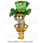 Illustration of a Cartoon Palm Tree Mascot Wearing a Saint Patricks Day Hat with a Clover on It by Mascot Junction