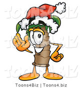 Illustration of a Cartoon Palm Tree Mascot Wearing a Santa Hat and Waving by Mascot Junction