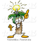 Illustration of a Cartoon Palm Tree Mascot with a Bright Idea by Mascot Junction