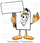 Illustration of a Cartoon Paper Mascot Holding a Blank Sign by Mascot Junction