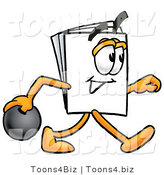 Illustration of a Cartoon Paper Mascot Holding a Bowling Ball by Mascot Junction