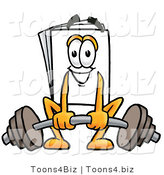 Illustration of a Cartoon Paper Mascot Lifting a Heavy Barbell by Mascot Junction