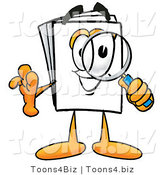 Illustration of a Cartoon Paper Mascot Looking Through a Magnifying Glass by Mascot Junction