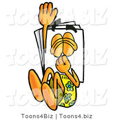 Illustration of a Cartoon Paper Mascot Plugging His Nose While Jumping into Water by Mascot Junction