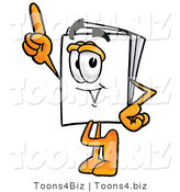Illustration of a Cartoon Paper Mascot Pointing Upwards by Mascot Junction