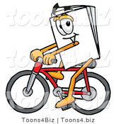 Illustration of a Cartoon Paper Mascot Riding a Bicycle by Mascot Junction