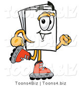 Illustration of a Cartoon Paper Mascot Roller Blading on Inline Skates by Mascot Junction