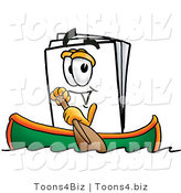 Illustration of a Cartoon Paper Mascot Rowing a Boat by Mascot Junction