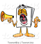 Illustration of a Cartoon Paper Mascot Screaming into a Megaphone by Mascot Junction