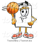 Illustration of a Cartoon Paper Mascot Spinning a Basketball on His Finger by Toons4Biz