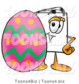 Illustration of a Cartoon Paper Mascot Standing Beside an Easter Egg by Toons4Biz