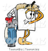 Illustration of a Cartoon Paper Mascot Swinging His Golf Club While Golfing by Mascot Junction