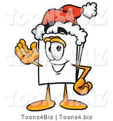 Illustration of a Cartoon Paper Mascot Wearing a Santa Hat and Waving by Mascot Junction