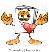 Illustration of a Cartoon Paper Mascot with His Heart Beating out of His Chest by Mascot Junction