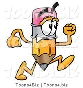 Illustration of a Cartoon Pencil Mascot Running by Mascot Junction