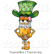 Illustration of a Cartoon Pencil Mascot Wearing a Saint Patricks Day Hat with a Clover on It by Mascot Junction