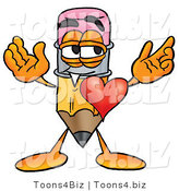Illustration of a Cartoon Pencil Mascot with His Heart Beating out of His Chest by Mascot Junction